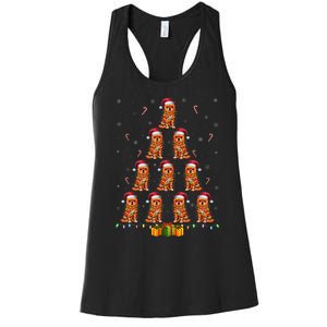 Brussels Griffon Dog Santa Hat Xmas Lights Christmas Tree Women's Racerback Tank