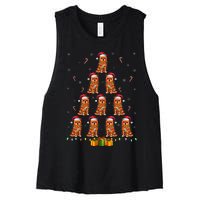 Brussels Griffon Dog Santa Hat Xmas Lights Christmas Tree Women's Racerback Cropped Tank