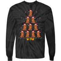 Brussels Griffon Dog Santa Hat Xmas Lights Christmas Tree Tie-Dye Long Sleeve Shirt