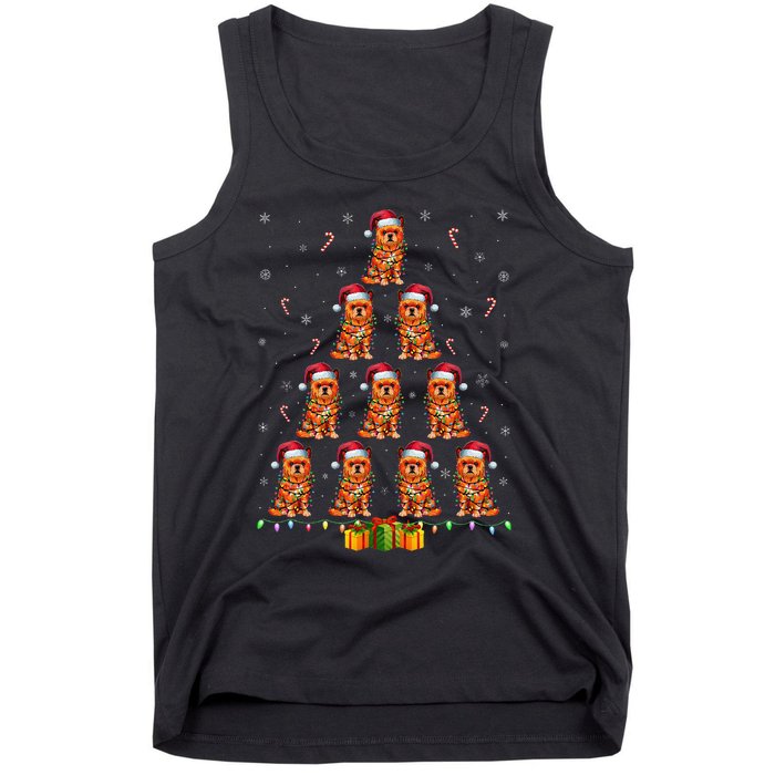 Brussels Griffon Dog Santa Hat Xmas Lights Christmas Tree Tank Top