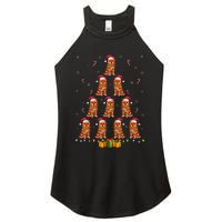 Brussels Griffon Dog Santa Hat Xmas Lights Christmas Tree Women's Perfect Tri Rocker Tank