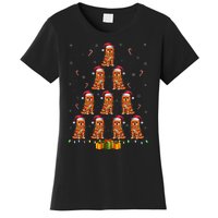 Brussels Griffon Dog Santa Hat Xmas Lights Christmas Tree Women's T-Shirt