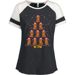 Brussels Griffon Dog Santa Hat Xmas Lights Christmas Tree Enza Ladies Jersey Colorblock Tee