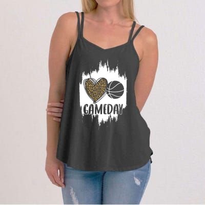 Basketball Game Day Leopard Cheetah Basketball Lover Gift Women's Strappy Tank