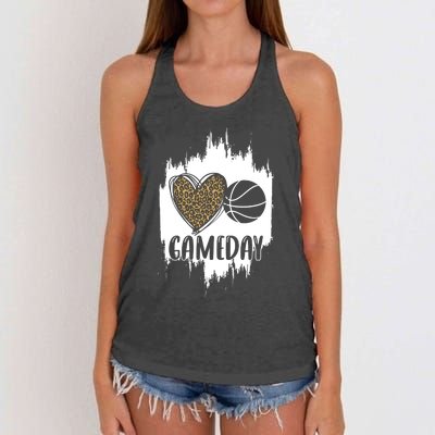 Basketball Game Day Leopard Cheetah Basketball Lover Gift Women's Knotted Racerback Tank