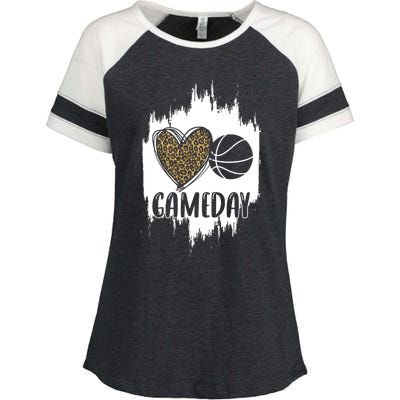 Basketball Game Day Leopard Cheetah Basketball Lover Gift Enza Ladies Jersey Colorblock Tee