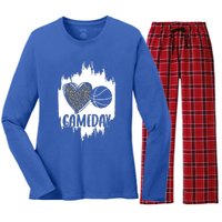 Basketball Game Day Leopard Cheetah Basketball Lover Gift Women's Long Sleeve Flannel Pajama Set 