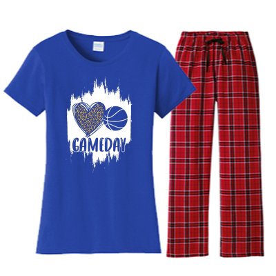 Basketball Game Day Leopard Cheetah Basketball Lover Gift Women's Flannel Pajama Set