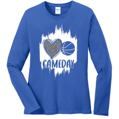 Basketball Game Day Leopard Cheetah Basketball Lover Gift Ladies Long Sleeve Shirt