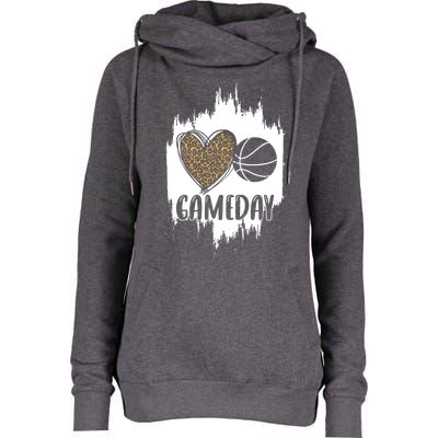 Basketball Game Day Leopard Cheetah Basketball Lover Gift Womens Funnel Neck Pullover Hood