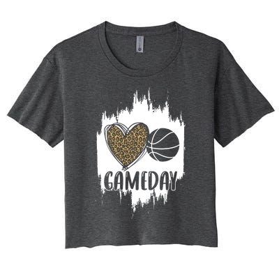 Basketball Game Day Leopard Cheetah Basketball Lover Gift Women's Crop Top Tee