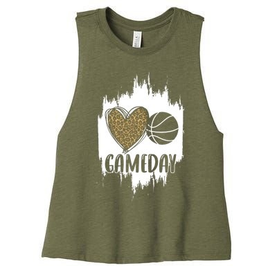 Basketball Game Day Leopard Cheetah Basketball Lover Gift Women's Racerback Cropped Tank