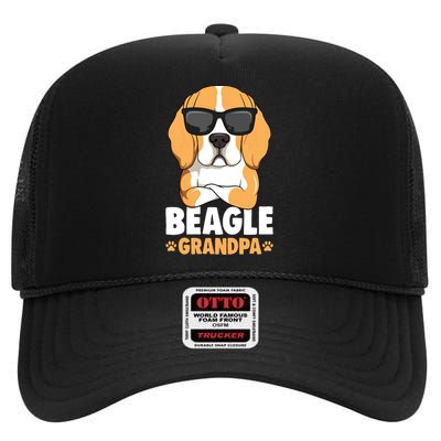 Beagle Grandpa Dog High Crown Mesh Back Trucker Hat