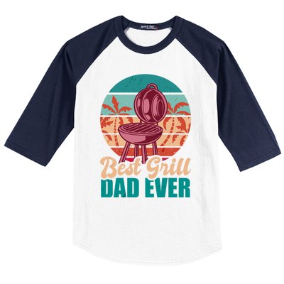 Best Grill Dad Ever For Father's Day Gift Baseball Sleeve Shirt