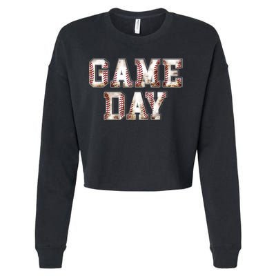 Baseball Game Day Cute Gift Cropped Pullover Crew