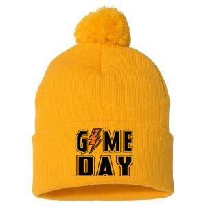 Basketball Game Day Lightning Team Basketball Pom Pom 12in Knit Beanie