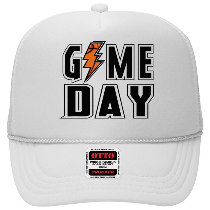 Basketball Game Day Lightning Team Basketball High Crown Mesh Back Trucker Hat