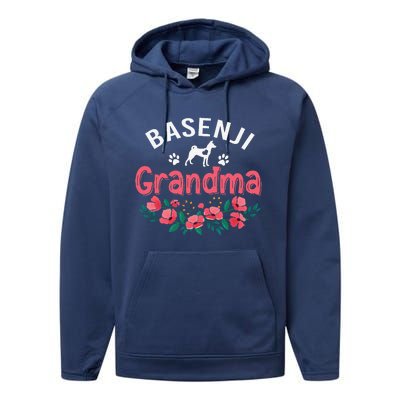 Basenji Grandma Dog Gifts Funny Cute Dog Lover Christmas Mom Performance Fleece Hoodie