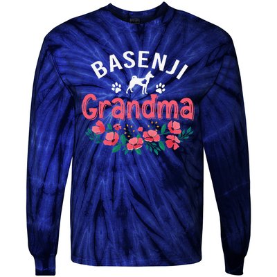 Basenji Grandma Dog Gifts Funny Cute Dog Lover Christmas Mom Tie-Dye Long Sleeve Shirt