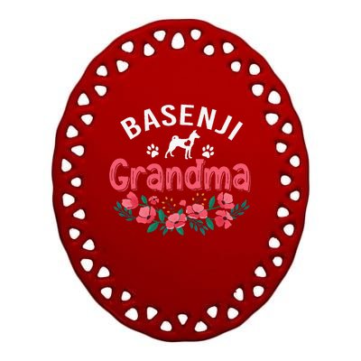 Basenji Grandma Dog Gifts Funny Cute Dog Lover Christmas Mom Ceramic Oval Ornament