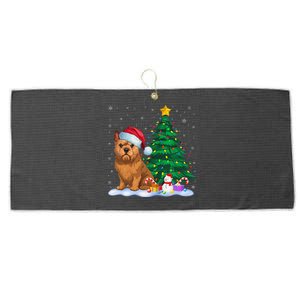 Brussels Griffon Dog Xmas Tree Lights Reindeer Hat Christmas Large Microfiber Waffle Golf Towel