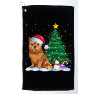 Brussels Griffon Dog Xmas Tree Lights Reindeer Hat Christmas Platinum Collection Golf Towel