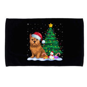 Brussels Griffon Dog Xmas Tree Lights Reindeer Hat Christmas Microfiber Hand Towel