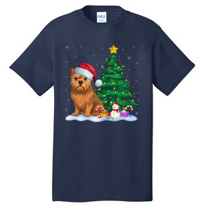 Brussels Griffon Dog Xmas Tree Lights Reindeer Hat Christmas Tall T-Shirt