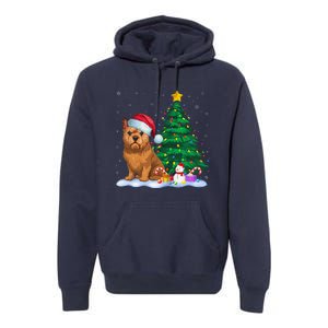 Brussels Griffon Dog Xmas Tree Lights Reindeer Hat Christmas Premium Hoodie