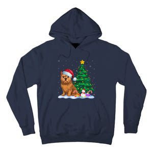 Brussels Griffon Dog Xmas Tree Lights Reindeer Hat Christmas Tall Hoodie