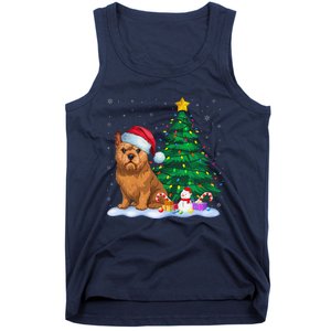 Brussels Griffon Dog Xmas Tree Lights Reindeer Hat Christmas Tank Top