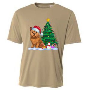 Brussels Griffon Dog Xmas Tree Lights Reindeer Hat Christmas Cooling Performance Crew T-Shirt