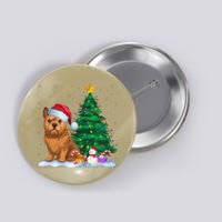 Brussels Griffon Dog Xmas Tree Lights Reindeer Hat Christmas Button