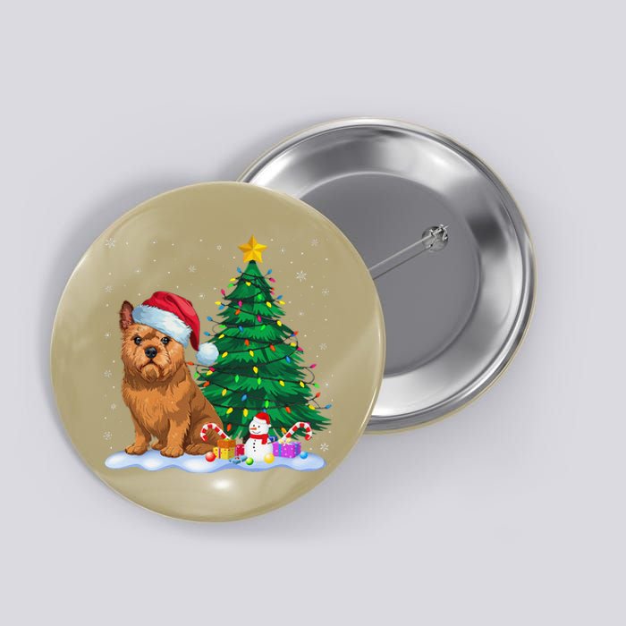 Brussels Griffon Dog Xmas Tree Lights Reindeer Hat Christmas Button