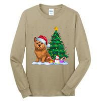 Brussels Griffon Dog Xmas Tree Lights Reindeer Hat Christmas Tall Long Sleeve T-Shirt