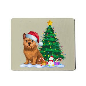 Brussels Griffon Dog Xmas Tree Lights Reindeer Hat Christmas Mousepad