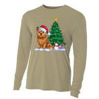 Brussels Griffon Dog Xmas Tree Lights Reindeer Hat Christmas Cooling Performance Long Sleeve Crew