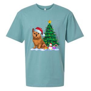 Brussels Griffon Dog Xmas Tree Lights Reindeer Hat Christmas Sueded Cloud Jersey T-Shirt