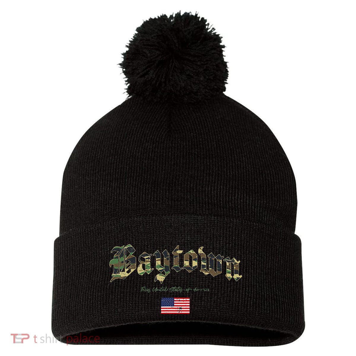 Bryan Gothic Design Camouflage Version Pom Pom 12in Knit Beanie