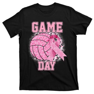 Bleached Game Day Breast Cancer Awareness Pink_ Volleyball T-Shirt