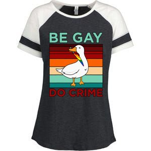 Be Gay Do Crime LGBTQ Pride Month Supporter Graphic Enza Ladies Jersey Colorblock Tee