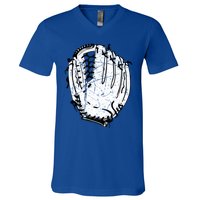 Baseball Glove Design Sports Player Catcher Pitcher Team Fan Gift V-Neck T-Shirt