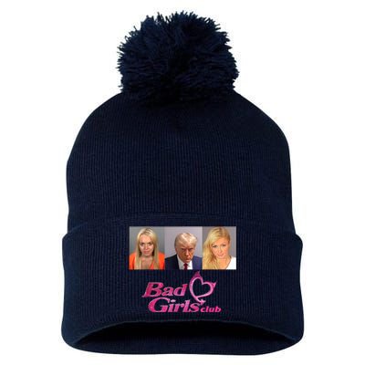 Bad Girls Donald Club Trump 2024 Mugshot Pom Pom 12in Knit Beanie