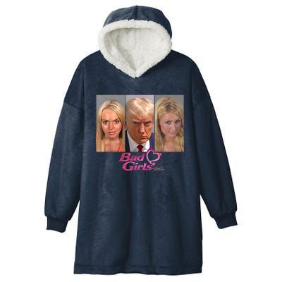 Bad Girls Donald Club Trump 2024 Mugshot Hooded Wearable Blanket