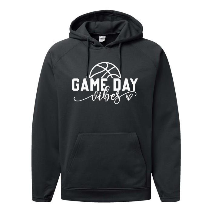 Basketball Game Day Vibes Basketball Mom Life Game Day Performance Fleece Hoodie