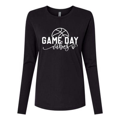 Basketball Game Day Vibes Basketball Mom Life Game Day Womens Cotton Relaxed Long Sleeve T-Shirt