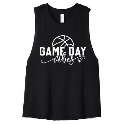 Basketball Game Day Vibes Basketball Mom Life Game Day Women's Racerback Cropped Tank