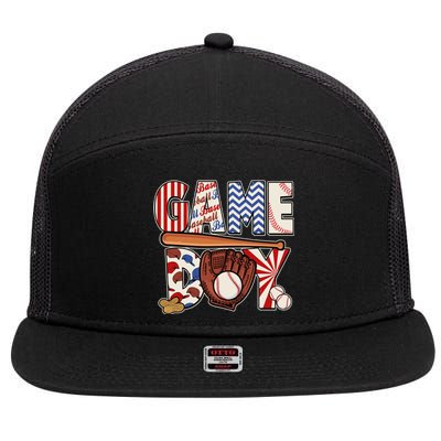 Baseball Game Day 7 Panel Mesh Trucker Snapback Hat