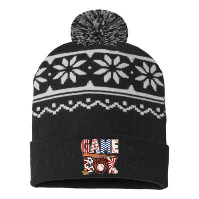 Baseball Game Day USA-Made Snowflake Beanie