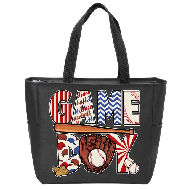 Baseball Game Day Zip Tote Bag